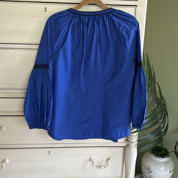 Tory Burch Aubrey Poplin Tunic Embroidered Peasant Top Blouse Size 8 - Picture 5 of 8